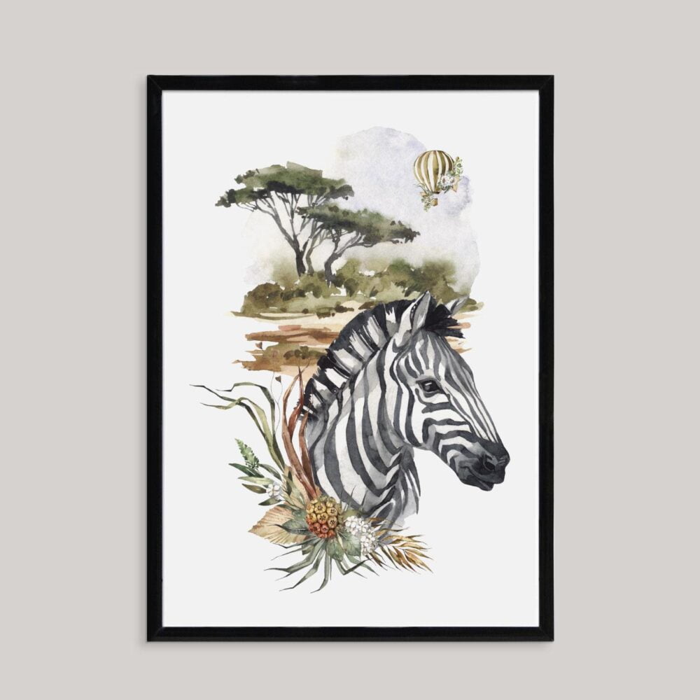 Tablou-print-watercolor---Zebra-savana