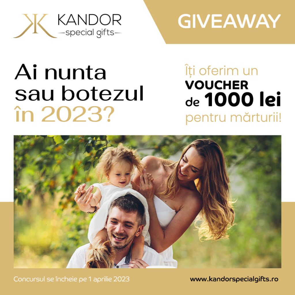 GIVEAWAY | Câștigă un voucher x1000 lei pe care îl poți folosi la achiziționarea mărturiilor de nuntă sau botez!