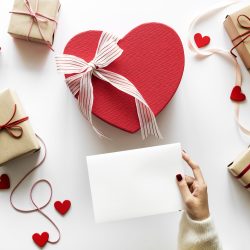 Love and romance concept gifts and letter